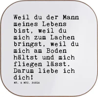 Produktbild von Mr. & Mrs. Panda Getränkeuntersetzer Weil du der Mann... - Weiß - Geschenk, Liebe, Sprüche, Tischuntersetzer, Liebesbeweis, gläseruntersetzer, Untersetzer für Gläser, Ehe