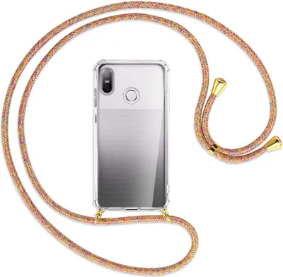 Produktbild von Handykette Backcover-Schutzhülle mit Band (Metall goldfarben) für HTC U12 life - Rainbow