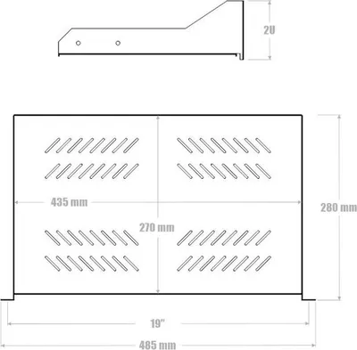 Immagine prodotto di scaffale da 19" con perforazioni 2U 280 mm