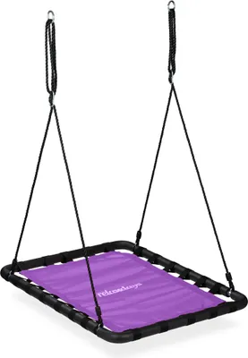 Produktbild von Relaxdays Nestschaukel, BxT: 77 x 103 cm, Kinder & Erwachsene, höhenverstellbar, bis 100 kg, Hängeschaukel, lila/schwarz