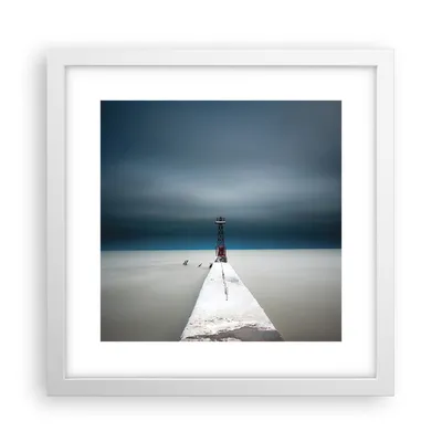 Produktbild von Gerahmtes Poster - Weißer Rahmen - Turm Strand Himmel - 30x30 cm - Wand Bild - Wanddeko - Wandbilder - Kunstposter - Wandposter - Bilderrahmen - Bilder - Kunstdruck - Wanddekoration - P2WAC30x30-4988