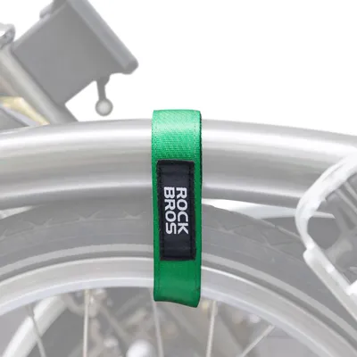 Image de Sangles ROCKBROS pour porte-vélos ; sangles pour Brompton ; sangle de fixation universelle à velcro ; sangle de pantalon avec fermeture velcro pour la fixation ; vert