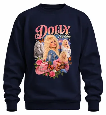 Produktbild von Dolly Parton Country Musik Sängerin Cowgirl Western Gitarre Sweatshirt Pullover, Navy, XXL