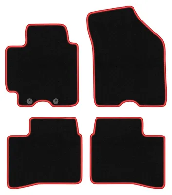 Produktbild von Velours-Fußmatten für Suzuki Swift V 2017- (Schrägheck) – 4-tlg, Schwarz/Rot, passgenau – Wielganizator CARLUX