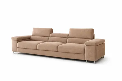 Zdjęcie produktu dla Sofa ELIO w kolorze kremowym, nowoczesna sofa wypoczynkowa z funkcją spania i regulowanymi zagłówkami, wymiary: 263 × 90 x 102 cm