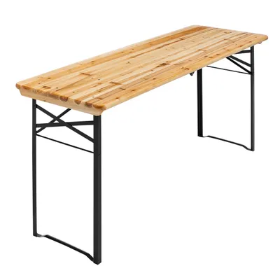 Image de Table de brasserie pliante en bois 180 cm - Oviala Table brasserie pliante