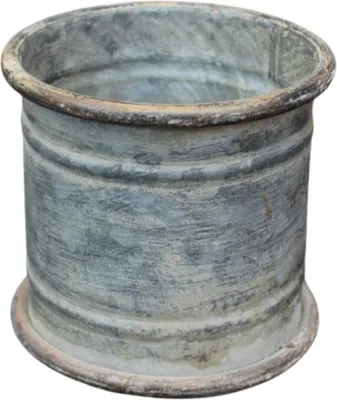 Produktbild von Antikgrauer Nostalgie Metall Blumentopf, ca. 12,5 cm Höhe, ca. 13 cm Ø