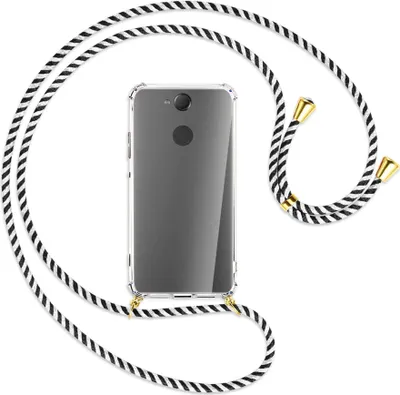 Produktbild von Handykette Backcover-Schutzhülle mit Band (Metall goldfarben) für Sony Xperia XA2 - rosa Karo