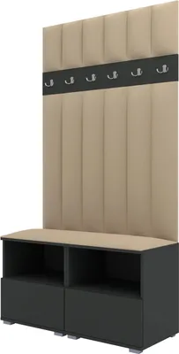 Produktbild von Garderoben-Set Nela III LUX, gepolsterte Garderobe 100 cm mit Sitzbank, Wandpaneelen und Stauraum (Farbe: Graphit + Trinity 04)