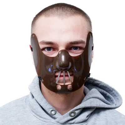 Image de Masque d'horreur « Psychopathe mordeur » style Hannibal Lecter – Masque effrayant pour Halloween, carnaval ou cosplay, marron, unie