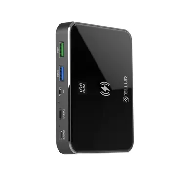 Image de Tellur GPD100 Graphene 10000mah PowerBank Qi + 2xqc3.0 + PD, noir