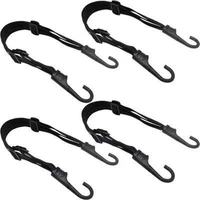 Image de Sangles de fixation pour moto et vélo, lot de 4, 60 cm, noires, avec crochets