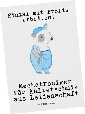 Produktbild von Mr. & Mrs. Panda Postkarte Mechatroniker für Kältetechnik Leidenschaft - Weiß - Geschenk, Witzig, Lustig, Spruch, Ansichtskarten, Postkarten, Grußkarte, Gesellenprüfung