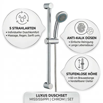 Produktbild von Brausenset Dusch Set Brausegarnitur Handbrause Duschstange Duschschlauch Duscharmatur