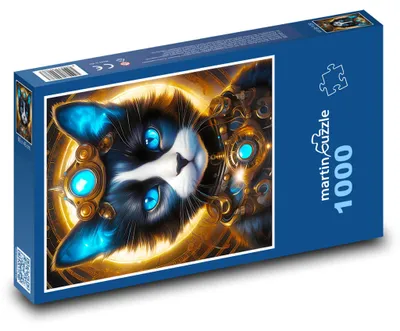 Obrázek produktu pro Puzzle 1000 Futuristická Kočka s Modrými Očima - martinpuzzle