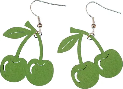 Produktbild von Kirsche Holz Ohrringe Miniblings Hänger Kirschbaum Sommer Frucht Vintage grün