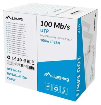 Produktbild von Lanberg LAN-Kabel 100mb/s 100m solide cca grau