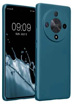 Produktbild von kwmobile Handyhülle für HONOR Magic6 Lite / X9b Hülle - Silikon Case metallisch schimmernd - Schutzhülle Cover - Metallic Karibikblau