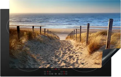 Produktbild von KitchenYeah© Herdabdeckplatte Strand - Meer - Niederlande - Dünen - Sonne , 83x51cm, Küche Deko, Glaskeramikkochfeld Herdabdeckung, Abdeckplatte fùr Kochfeld