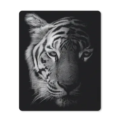 Produktbild von MuchoWow® Mauspad Mousepad Tiger - Tiere - Wild - Schwarz - Weiß 30x40 cm - Mousepads - Maus Mat - Pad - Mausunterlage - Mausmatten