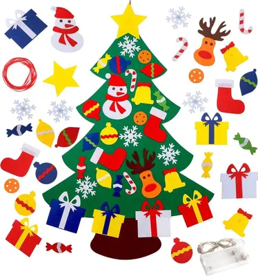 Produktbild von Weihnachtsbaum aus Filz für Kleinkinder – DIY-Weihnachtsbaum-Set mit Ornamenten – Weihnachtsdekoration für drinnen, Tür- und Wandbehang – Weihnachtsgeschenke für Kinder