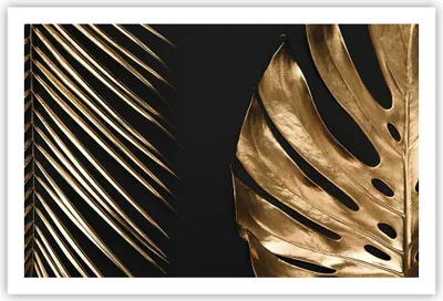 Produktbild von Poster - Poster ohne Rahmen - Golden Blatt Monstera - 91,5x61 cm - Wand Bild - Wanddeko - Wandbilder - Kunstposter - Wandposter - Bilder - Kunstdruck - Wanddekoration - Wandbild - P2XAA91x61-5028