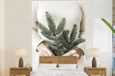 Produktbild von MuchoWow® Fototapete für Wohnzimmer oder Schlafzimmer Wandtapete Vinyl Motivtapete Tannenbaum - Zweig - Pullover - 200x300 cm - Wanddekorationen