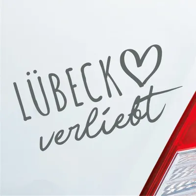 Produktbild von Auto Aufkleber Lübeck verliebt Herz Stadt Heimat Liebe Car 19x10 cm Grau Sticker Heckscheibenaufkleber