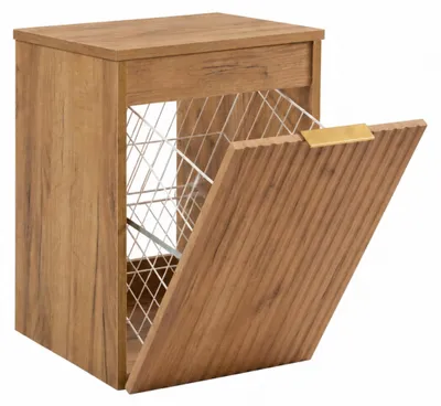 Produktbild von Hängender Badezimmerschrank mit Wäschekorb, Craft-Eiche / Platte Craft-Eiche