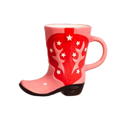 Image de Sass & Belle - Bottes de cowboy en forme de tasse rose & rouge