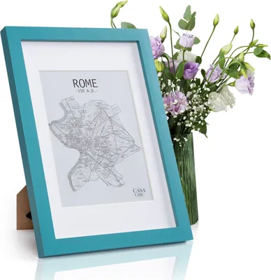 Produktbild von Casa Chic Bilderrahmen aus Holz, Bilderrahmen für Collage, Echtglas Fotorahmen 32,7 x 24 cm Groß, Rahmen Stehende oder für die Wand, Vertikal und Horizontal Gebrauch, Großer Passepartout