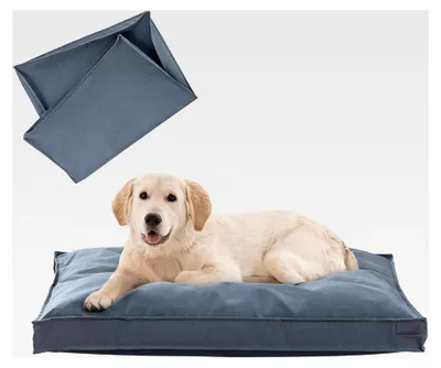 Produktbild von Hundebettbezug, wasserdicht mit Reißverschluss, waschbar und abnehmbar, Schutz für Haustierbetten für Hunde und Katzen (90 x 68 x 7,5 cm, Blaugrau)