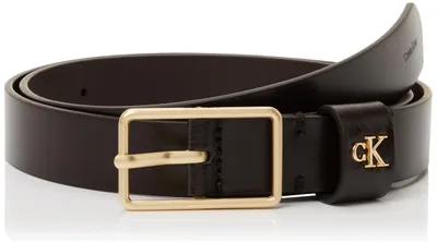 Immagine prodotto di Cintura da donna Calvin Klein, fibbia quadrata, passante da 2,5 cm con logo, color marrone (Delicioso)