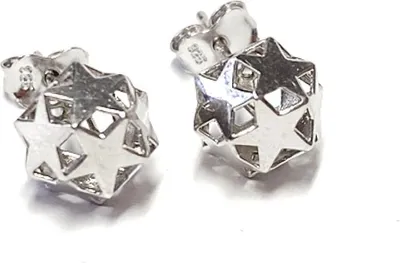 Produktbild von Kugel aus Sternen am Ohr in 925 Silber rhod als Ohrstecker