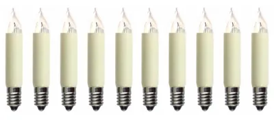 Produktbild von 10 Stück Kleinschaftkerzen 23V 3W E10 Ersatzlämpchen für Lichterkette Schwibbogen Pyramide Weihnachtsbeleuchtung
