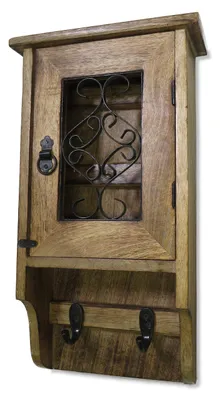 Schlüsselkasten aus Holz, Wandmontage, 6 Haken, 38 cm