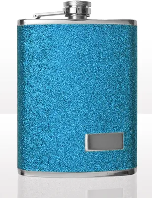 Edelstahl-Flachmann Glitter Blau, 240 ml, Schraubverschluss