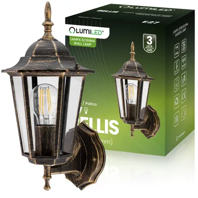 Produktbild von LUMILED Laterne Außenwandleuchte Vintage Aufwärts 230V Wandlampe Klassisch Patina Aluminium Glas IP44 spritzwasserdicht E27 Fassung, Garten Outdoor