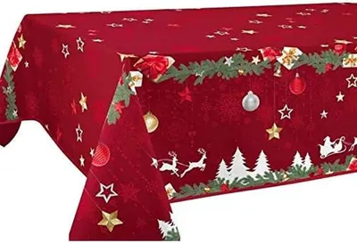 Imagen del producto de Mantel rectangular, rojo, de 150x300 cm, resistente al agua y a las manchas, ideal para jardín y cocina