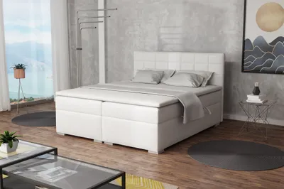 Produktbild von Boxspringbett Schlafzimmerbett FARUK 200x200cm Kunstleder Soft Weiss