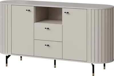 Produktbild von MIRJAN24 Kombikommode Zante 150 2D2S 02, Kommode mit zwei Drehtüren und zwei Schubladen, Stahlfüße und Griffe, Wohnzimmer Kollektion (Farbe: Cashmere)