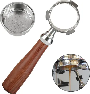 51mm Bottomless Siebträger Kaffee Bottomless Kompatibel mit DeLonghi Espressomaschine EC680 und EC685 Palisander Griff (Filterkorb im Lieferumfang enthalten)