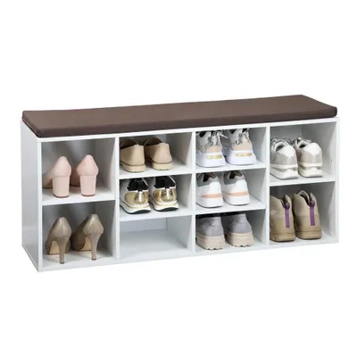 Produktbild von MOON HOME Schuhschrank mit Sitzkissen - Stardust White, aus Holz Faserplatte (MDF) weiß, Ordnung & Aufbewahrung für Schuhe
