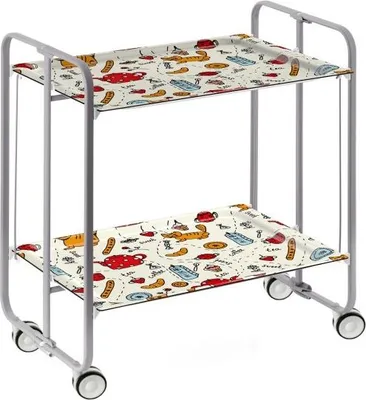 Produktbild von DON HIERRO - Klappbarer Servierwagen BAUHAUS mit Rollen – Metallgestell grau, 2 Ebenen, 4 Positionen