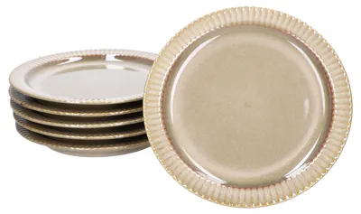 Produktbild von Bistro Kuchenteller 6er Set Steingut Ø 22 cm braun Retro-Stil