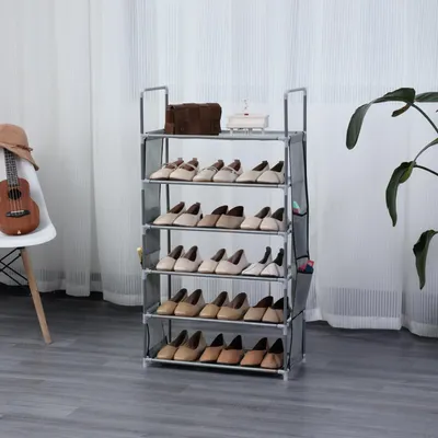 Produktbild von Herzberg Schuhregal mit 6 Ebenen - 47 x 100 cm, Grau