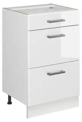Zdjęcie produktu dla Szafka dolna do kuchni Vicco R-Line Biały wysoki połysk/Biały 50 cm bez blatu roboczego, Model 69770