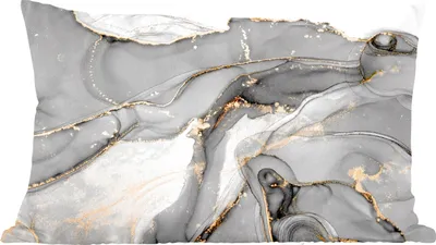 Produktbild von MuchoWow® Zierkissen Sofakissen Wohnzimmer Dekokissen 50x30 cm Marmor - Gold - Grau - Wohnzimmerdekoration - Polster mit Photo