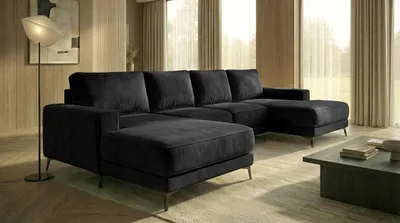 Produktbild von Ecksofa VALTOR mit Schlaffunktion, Bonellfederkern und Bettkasten, Farbe: Schwarz