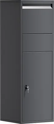 Produktbild von Wiltec Paketkasten Anthrazit 460 x 450 x 1400 mm, Paketbox Zuhause, private Paketannahme passend für Pakete der Größe S und L, Standbriefkasten